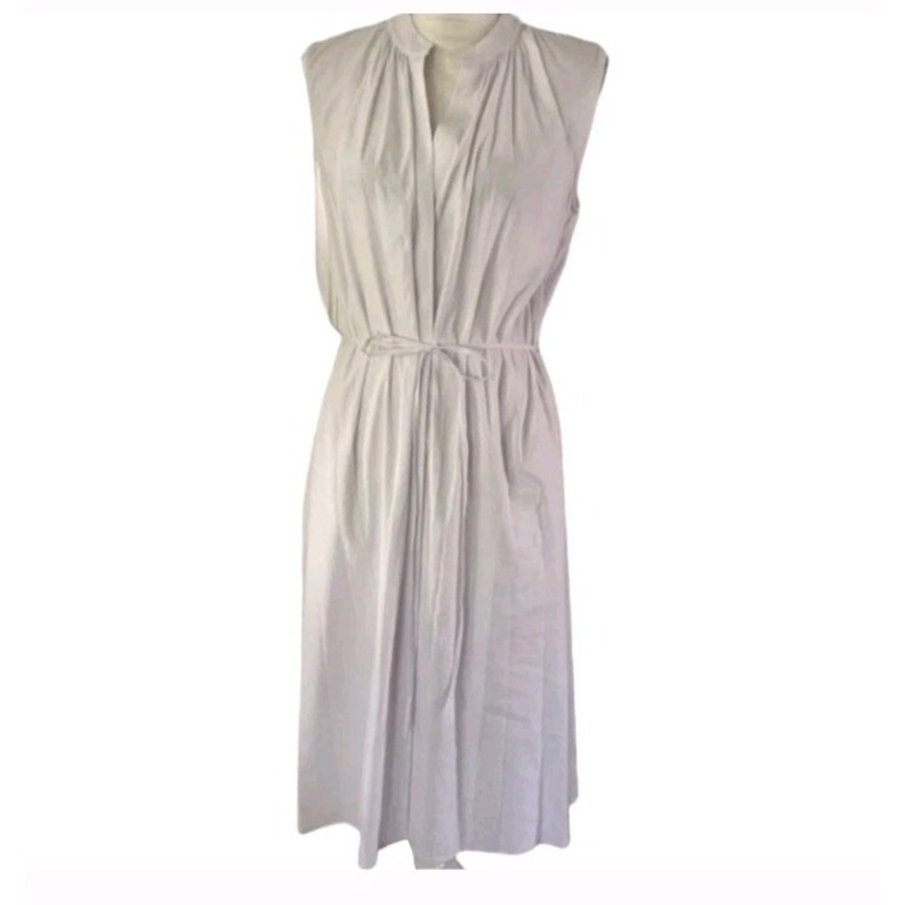 VINCE Women's L Sleeveless Shirred Band Collar Dress Pockets Nautical‎ Preppy